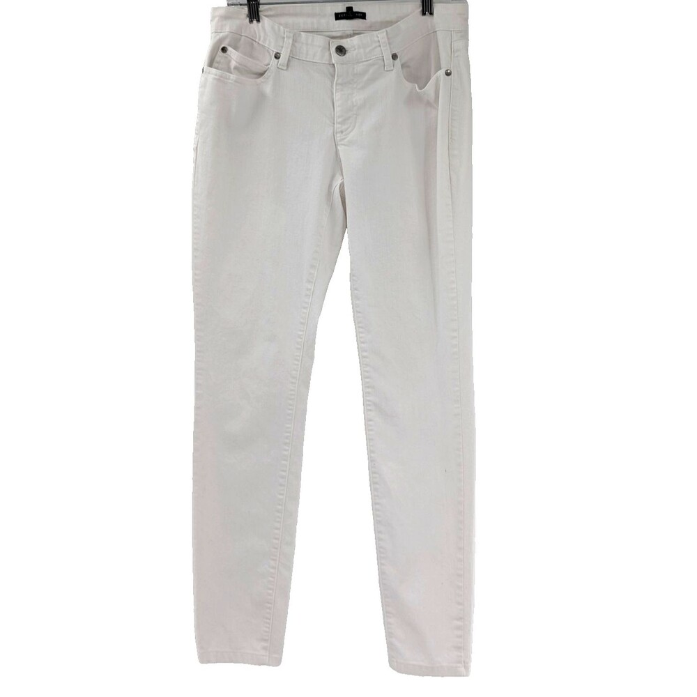 Eileen Fisher White Organic Cotton Mid Rise Slim Stretch Skinny Jeans Size 6